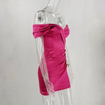 robe asymétrique rose fushia