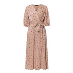 robe beige à pois noir