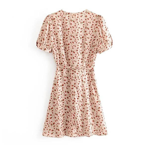 robe beige fleurie