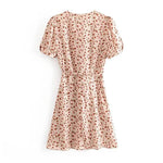 robe beige fleurie
