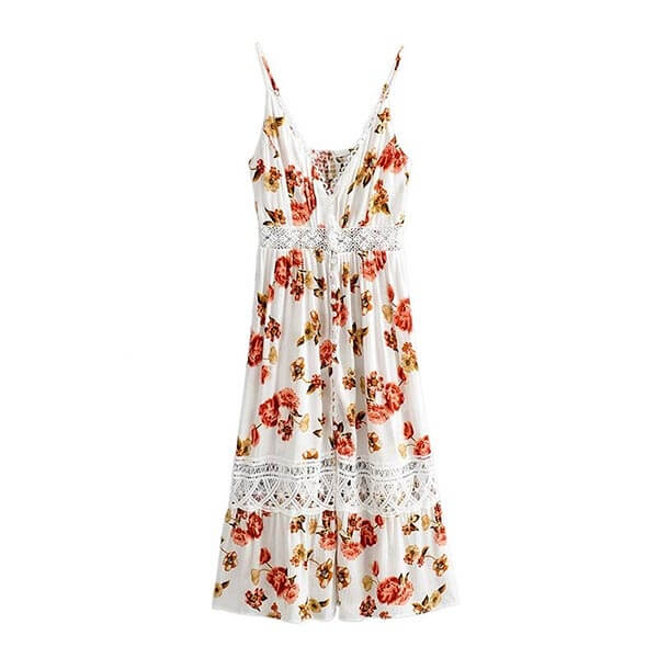robe blanche fleurie femme