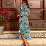robe bleu ciel fleurie