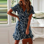 robe bleu fleur blanche