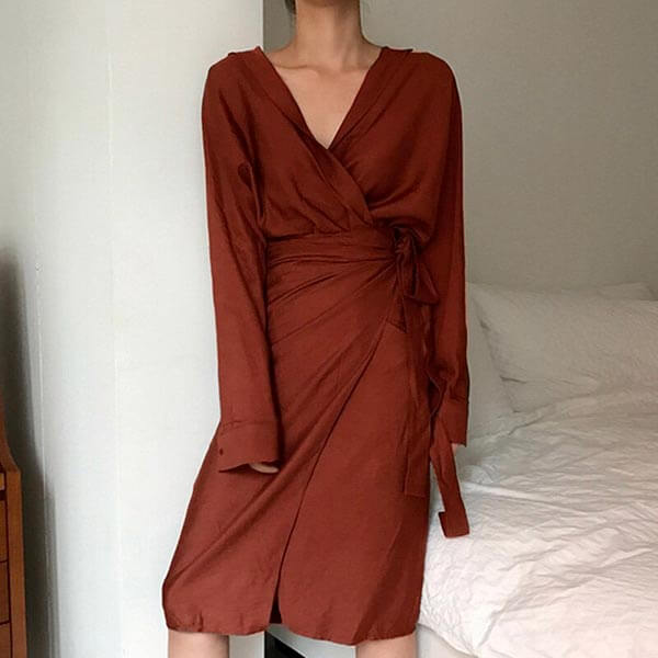 robe bordeau drapée