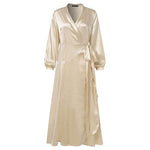 robe cache coeur longue satin