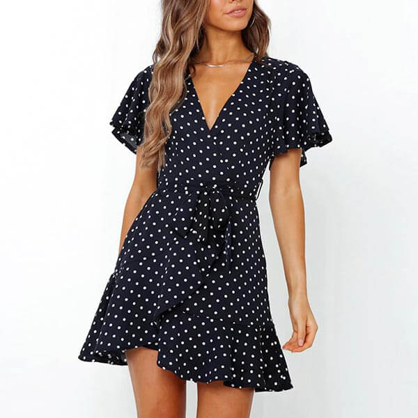 robe cache coeur pois marine