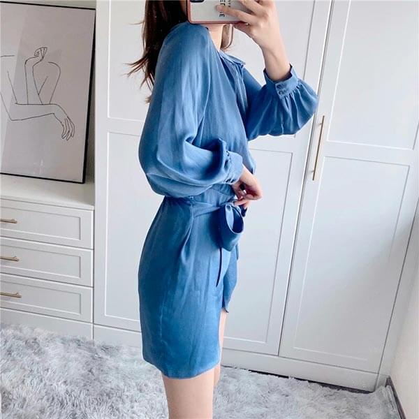 robe cache coeur satin bleu