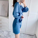 robe cache coeur satin bleu