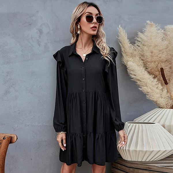 robe chemise noire fluide
