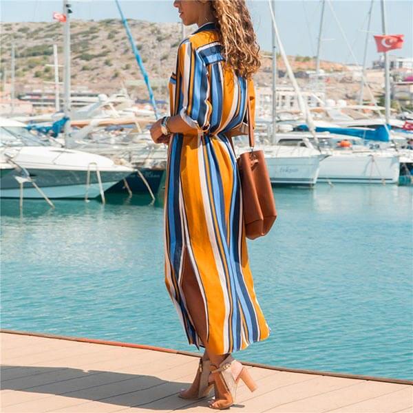 robe chemisier longue à rayure
