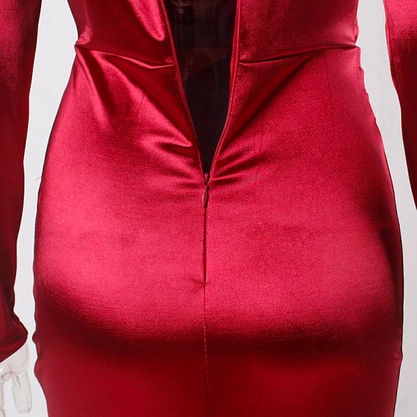robe de soirée longue satin rouge