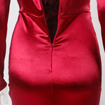 robe de soirée longue satin rouge