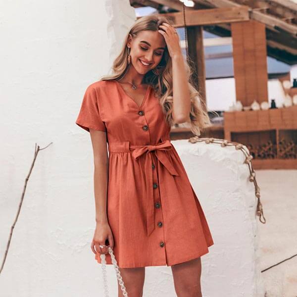 robe droite corail
