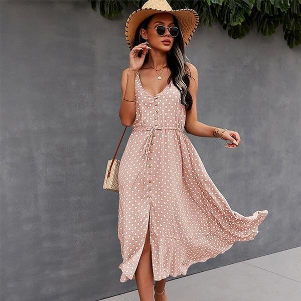 robe en lin à pois