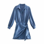 robe en satin bleu