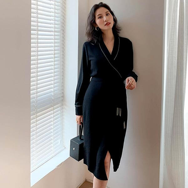 robe en velour noir