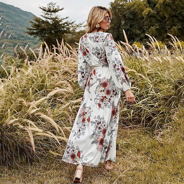 robe fleurie longue manche longue