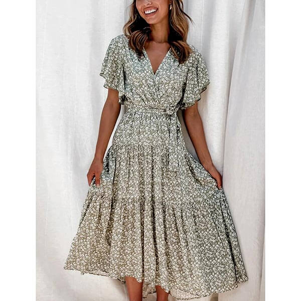 robe fleurie mi longue ete femme