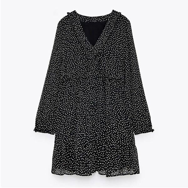 robe fluide noire à pois