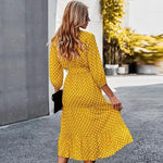 robe jaune à pois blanc