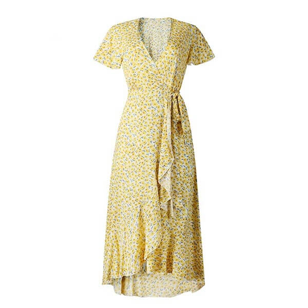 robe jaune cache coeur