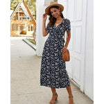 robe longue bleu et blanche