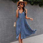 robe longue en lin bleu