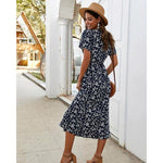 robe longue fleurie bleu