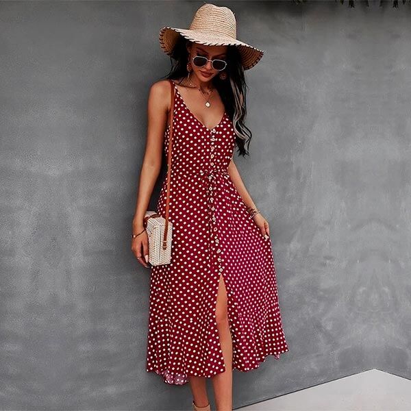 robe longue lin rouge