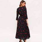 robe longue motif cerise