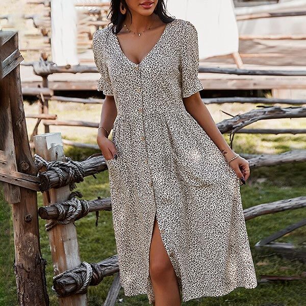 robe longue portefeuille motif