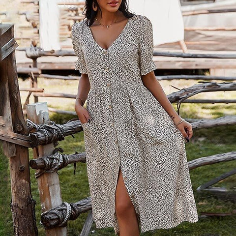 robe longue portefeuille motif