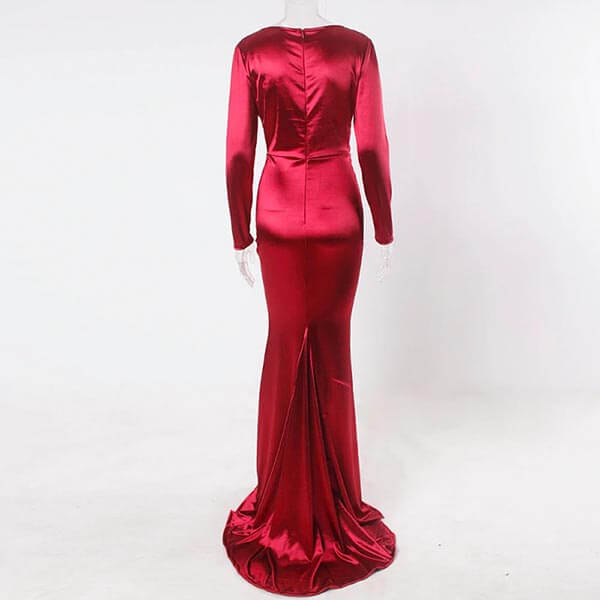robe longue rouge satin