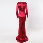 robe longue rouge satin