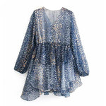 robe manche bouffante bleu