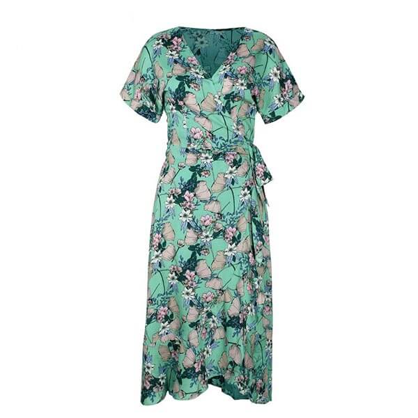 robe maternité vert fleurie