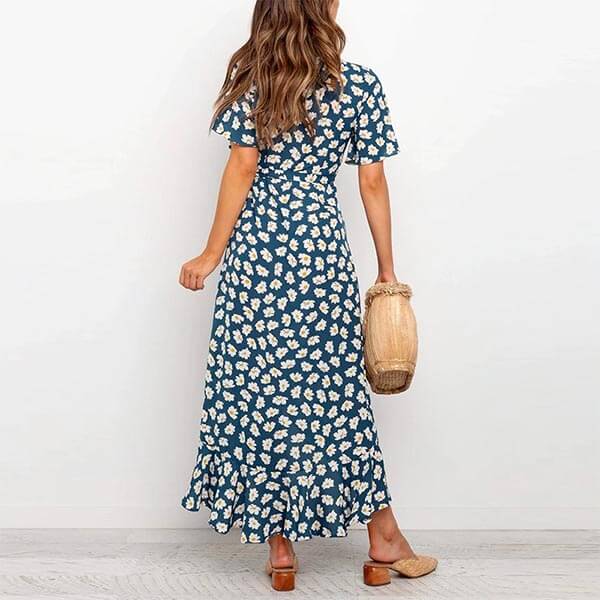 robe maxi bleu floral