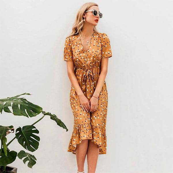 robe moutarde à pois