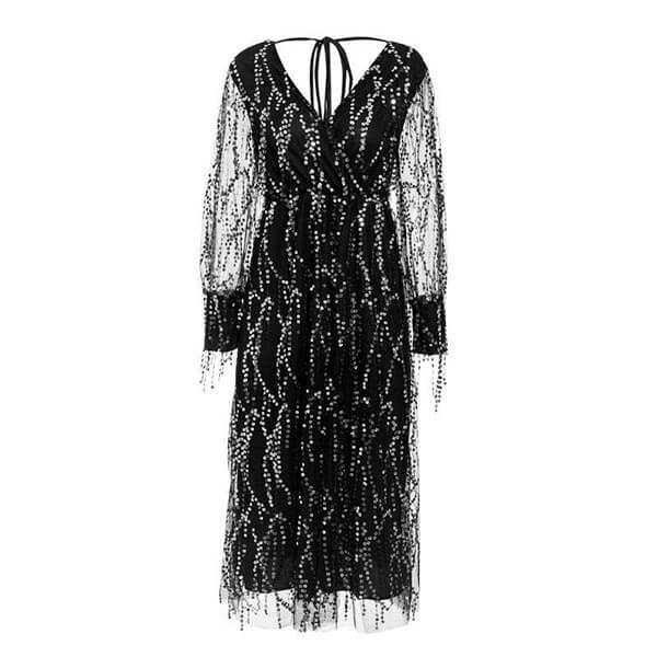 robe noire longue sequins