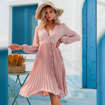 robe plissée rose pale