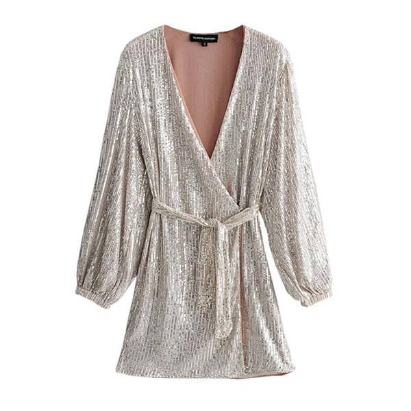 robe portefeuille a sequin