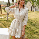 robe portefeuille beige