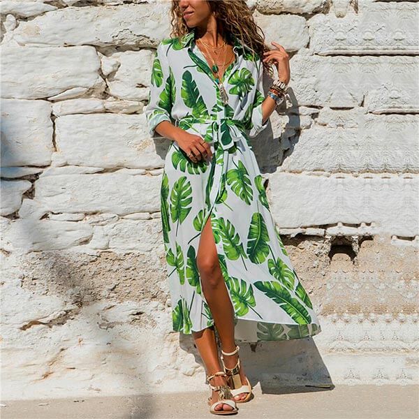 robe portefeuille blanche et verte