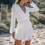 robe portefeuille blanche manche longue