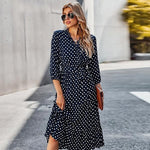robe portefeuille bleu pois
