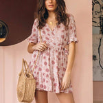 robe portefeuille courte florale