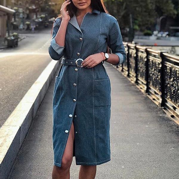 robe portefeuille en jean