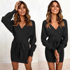 robe portefeuille en maille noire courte