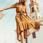 robe portefeuille jaune moutarde