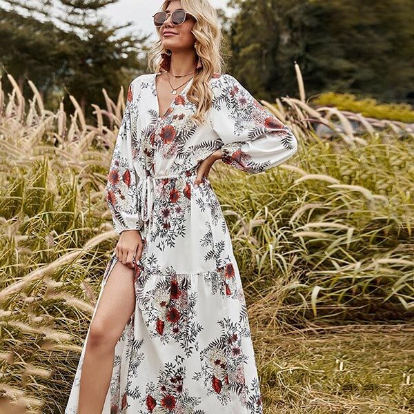 robe portefeuille longue  manche longue